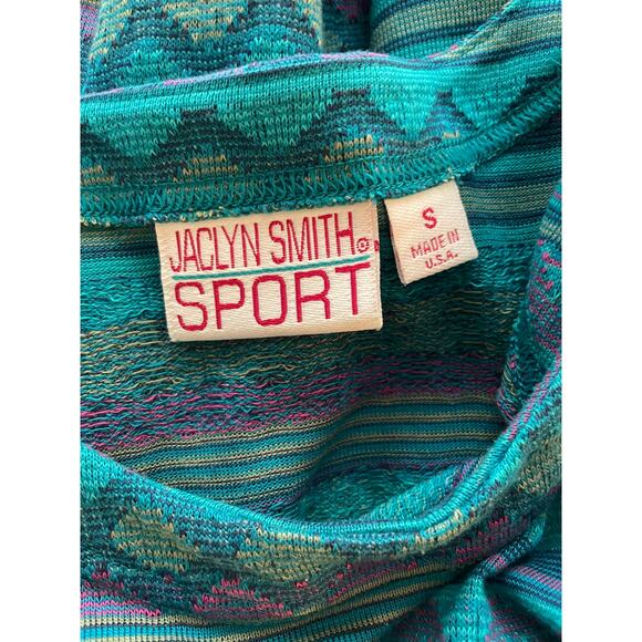 Vtg. Jaclyn Smith Sport Aqua Pattern Top SZ M - Picture 5 of 6